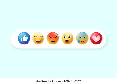 Emoji Feeling Faces Vector. Communication Chat Elements in yellow ball bubble 3D face. Lovely social media icon stickers. Modern and Creative design in EPS10 vector illustration.