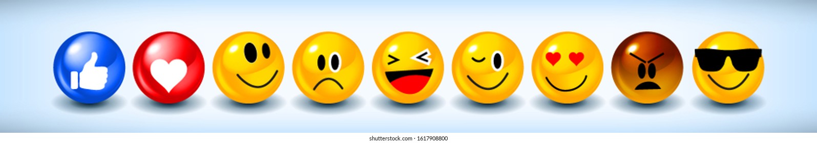 Emoji Feeling Faces Vector. Communication Chat Elements in yellow ball bubble 3D face. Lovely social media icon stickers. Modern and Creative design in EPS10 vector illustration.