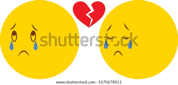 Emoji Se Sent Triste Coeur Brise Image Vectorielle De Stock Libre De Droits