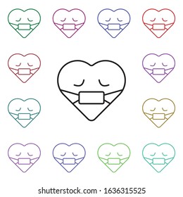 Emoji fever multi color style icon. Simple thin line, outline vector of heart emotions icons for ui and ux, website or mobile application