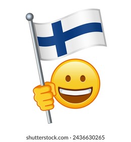 Emoji with Finland flag Large size of yellow emoji smile