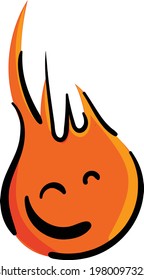 Emoji fire flames icon set isolated on a white background. Hot cartoon flame energy emoticon sign, flaming symbols. Flat design vector kawaii character illustration.