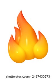 Emoji flame fire bonfire. Emotion 3d cartoon icon. Vector illustration