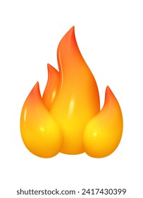 Emoji flame fire bonfire. Emotion 3d cartoon icon. Vector illustration