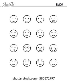 Emoji flat icon set. Collection of high quality outline symbols for web design, mobile app. Emoji vector thin line icons or logo.