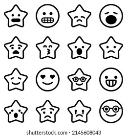 Icono Plano Emoji Conjunto Aislado En Fondo Blanco