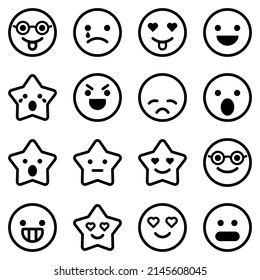 Emoji Flat Icon Set Isolated On White Background