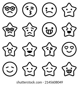 Emoji Flat Icon Set Isolated On White Background