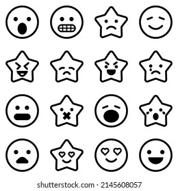 Emoji Flat Icon Set Isolated On White Background