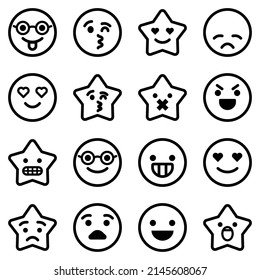 Icono Plano Emoji Conjunto Aislado En Fondo Blanco