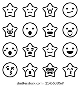Emoji Flat Icon Set Isolated On White Background