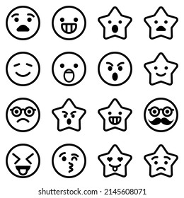 Emoji Flat Icon Set Isolated On White Background