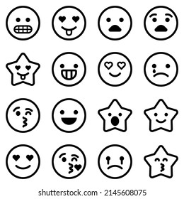 Icono Plano Emoji Conjunto Aislado En Fondo Blanco