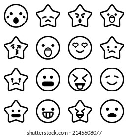 Emoji Flat Icon Set Isolated On White Background