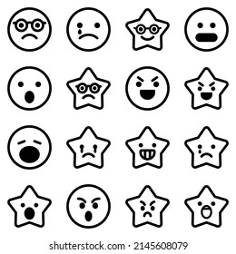 Emoji Flat Icon Set Isolated On White Background