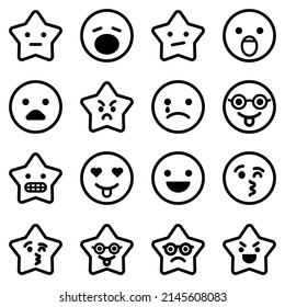 Emoji Flat Icon Set Isolated On White Background