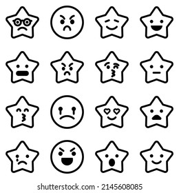 Emoji Flat Icon Set Isolated On White Background