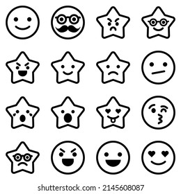 Emoji Flat Icon Set Isolated On White Background