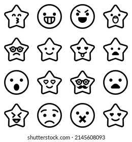 Emoji Flat Icon Set Isolated On White Background