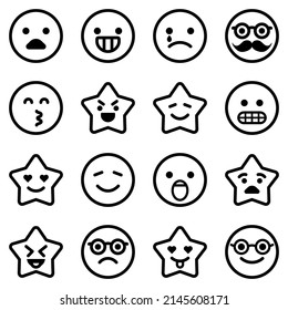 Emoji Flat Icon Set Isolated On White Background