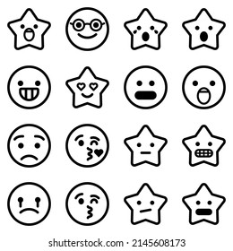 Emoji Flat Icon Set Isolated On White Background