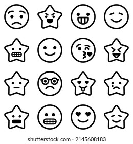Emoji Flat Icon Set Isolated On White Background