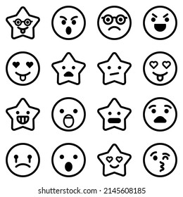 Emoji Flat Icon Set Isolated On White Background