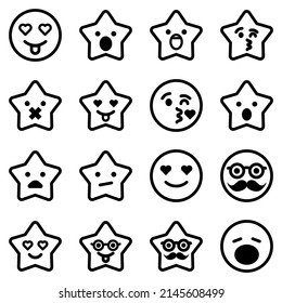 Emoji Flat Icon Set Isolated On White Background
