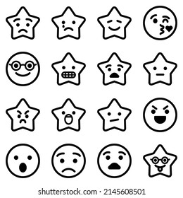 Emoji Flat Icon Set Isolated On White Background