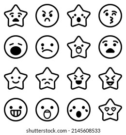 Icono Plano Emoji Conjunto Aislado En Fondo Blanco