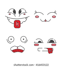 Emoji flat. Set of line emoticons and faces design. 