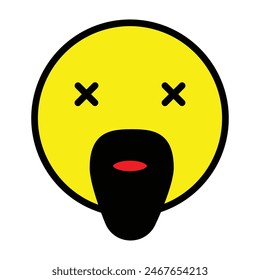 Emoji barba francesa Línea de Vector Icono Relleno Diseño