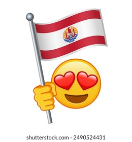 Emoji with French Polynesia flag Large size of yellow emoji smile