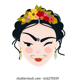 Emoji Frida Kahlo Winking Face