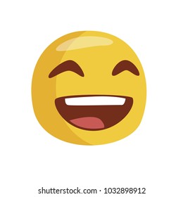 Emoji with friendly face. Isolated Vector Illustration. Flat design