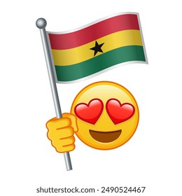 Emoji with Ghana flag Large size of yellow emoji smile