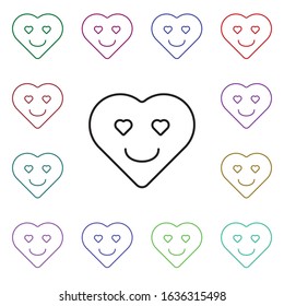 Emoji grateful multi color style icon. Simple thin line, outline vector of heart emotions icons for ui and ux, website or mobile application