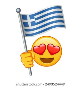 Emoji with Greece flag Large size of yellow emoji smile