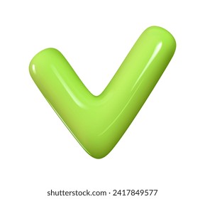 Emoji Green check mark. Emotion 3d cartoon icon.. Vector illustration