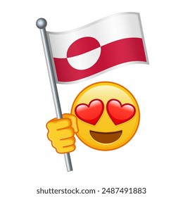 Emoji with Greenland flag Large size of yellow emoji smile