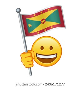 Emoji with Grenada flag Large size of yellow emoji smile
