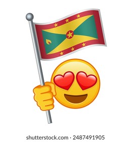Emoji with Grenada flag Large size of yellow emoji smile