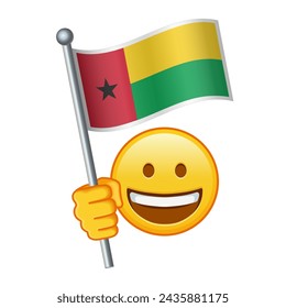 Emoji with Guinea-Bissau flag Large size of yellow emoji smile
