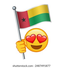Emoji with Guinea-Bissau flag Large size of yellow emoji smile