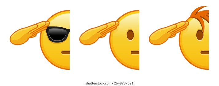 Emoji with hand on face Set of three emoji