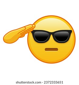 Emoji with hand and sunglasses on face Large size of yellow emoji smile