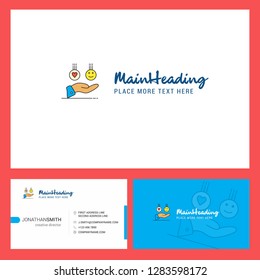 Emoji in hands Logo design with Tagline & Front and Back Busienss Card Template. Vector Creative Design