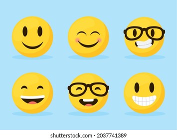 conjunto de iconos de caras felices de emoji