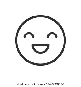 emoji happy laugh, linear icon. Editable stroke