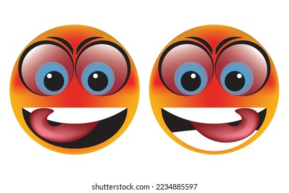 The emoji has caught its tongue. White teeth and an angry red face. Sticking out a tongue vector image